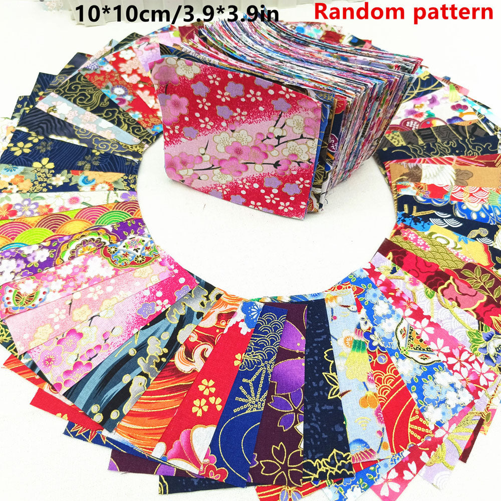 100 Pieces Japanese Gold-Stamped Quilting Fabric Strips