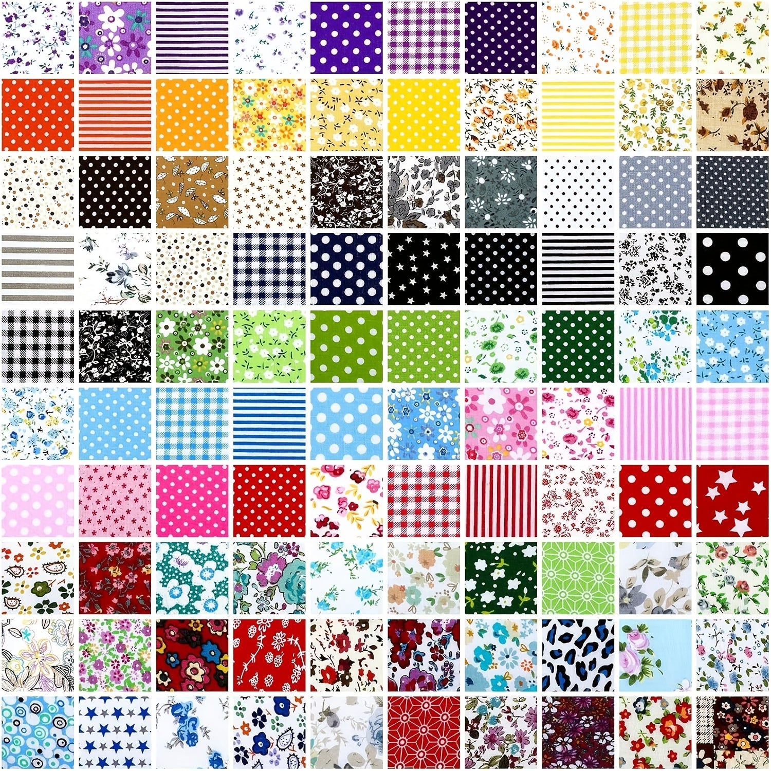 100pcs 10x10 Inch Cotton Fabric Squares