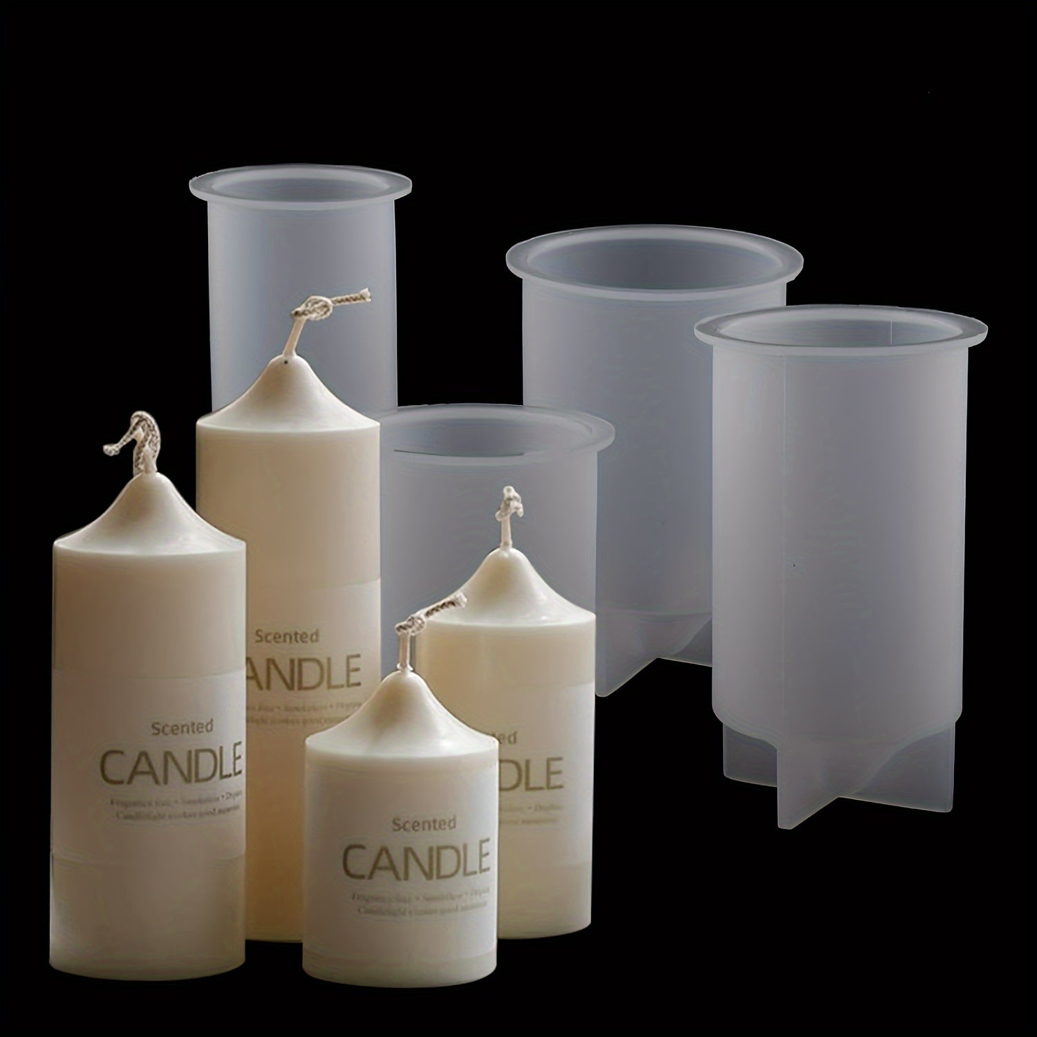 4pcs Silicone Candle Molds, Pillar Candle Making Kit for DIY Crafts