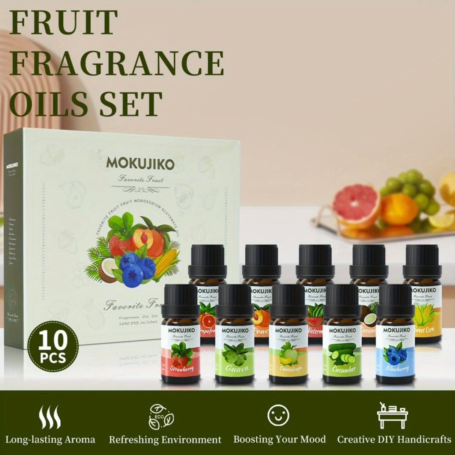 Fruity Essential Oil Set, 10x0.34oz Fragrance Oil