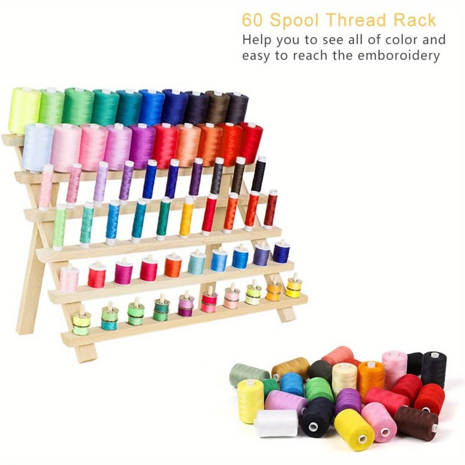2 Pack 60-Spool Sewing Thread Holder Rack