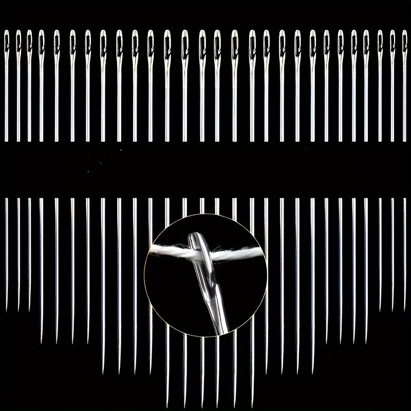 30pcs Self-Threading Needle Set with Wooden Storage Box