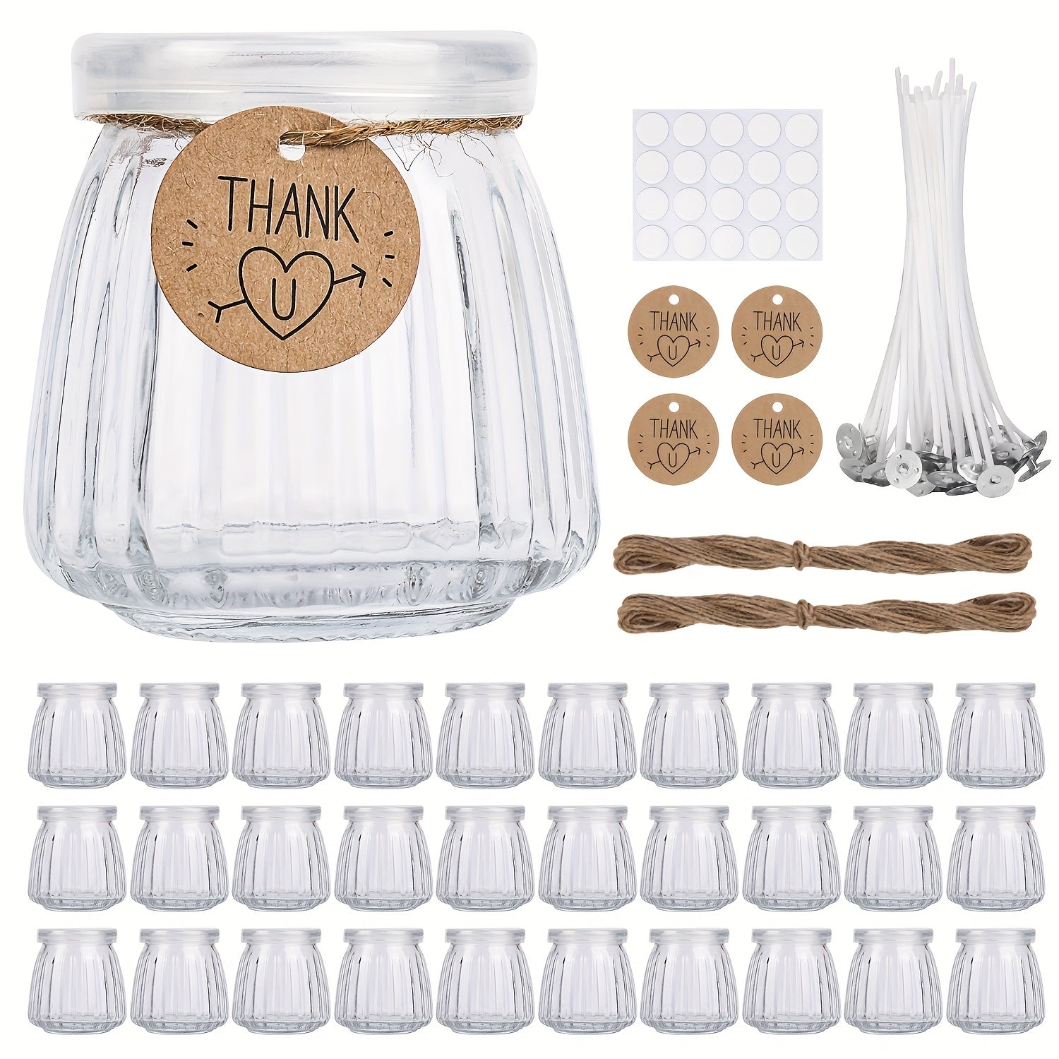 BlingFun 4pcs Mason Jar Candle Making Kit with Lids