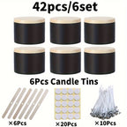 42pcs/6Set Black Candle Tins