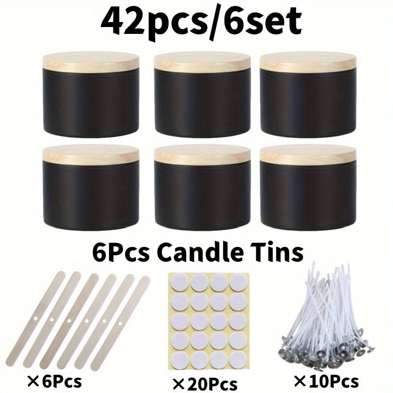 42pcs/6Set Black Candle Tins