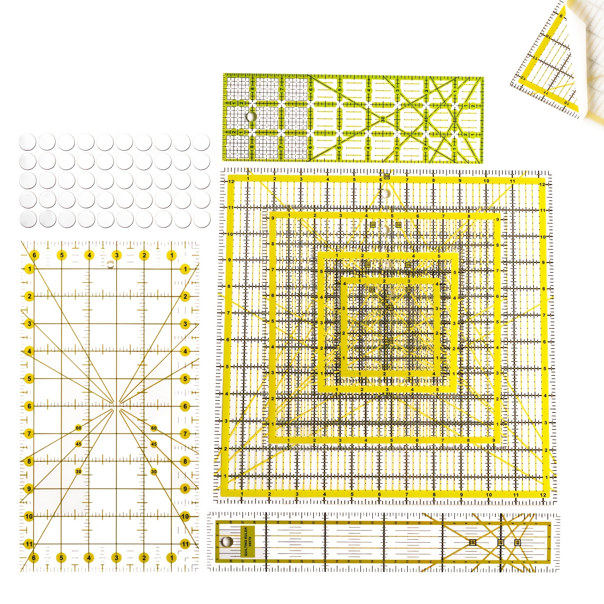 12, 5/9, 5/6/4, 5 Inch Acrylic Square Quilting Ruler