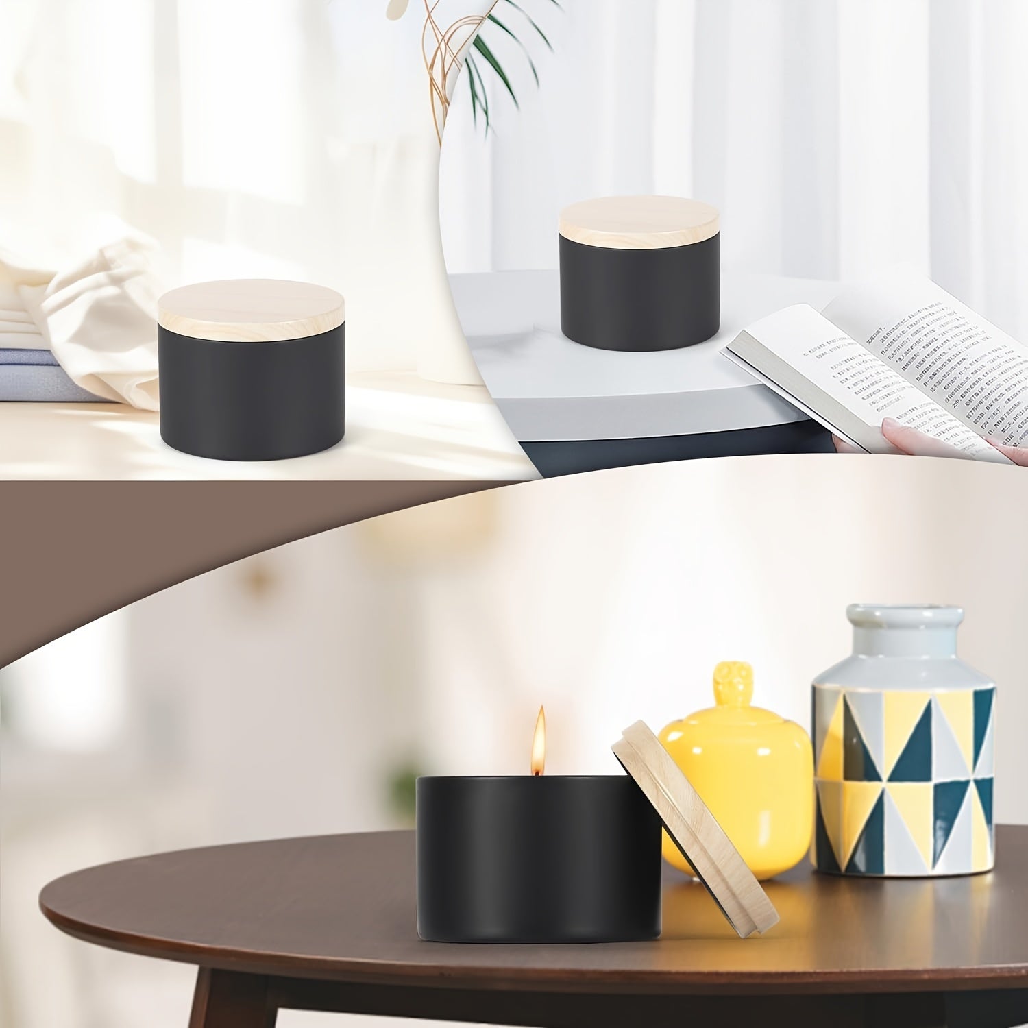 42pcs/6Set Black Candle Tins