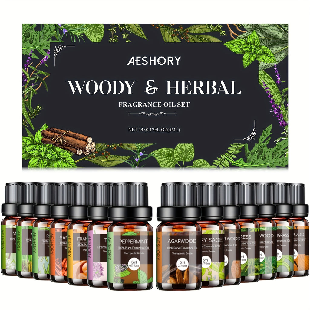 Woody & Herbal Essential Oils Set
