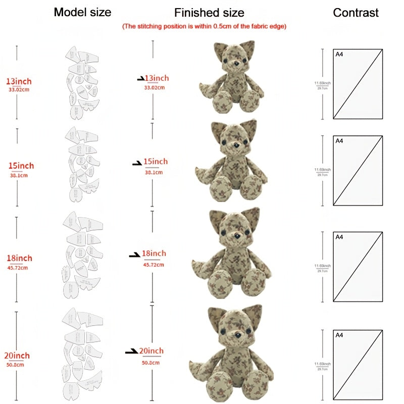 13pcs Fox Sewing Templates