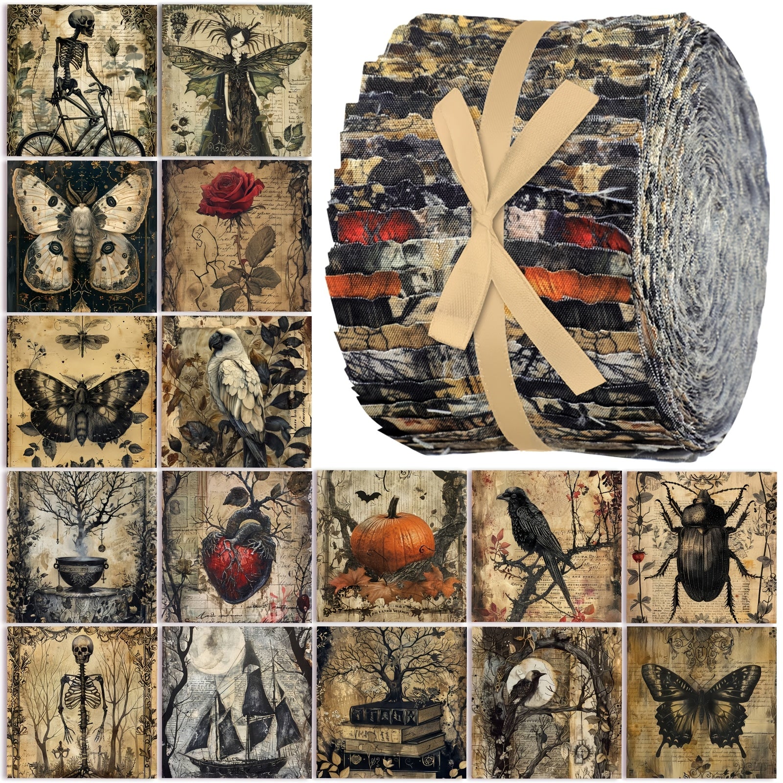 100pcs Vintage Halloween Quilting Jellyroll