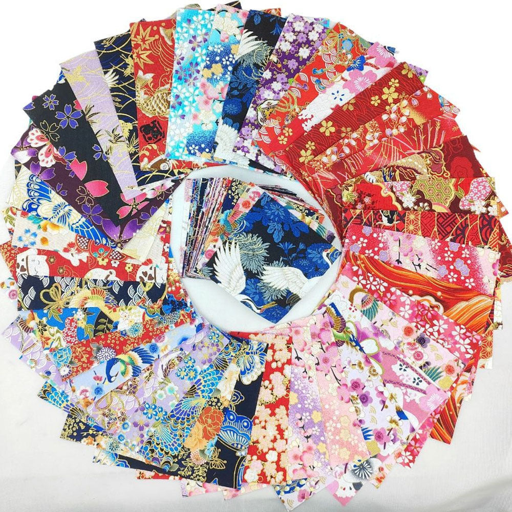 100 Pcs Japanese Gold-Stamped Quilting Fabric Strips