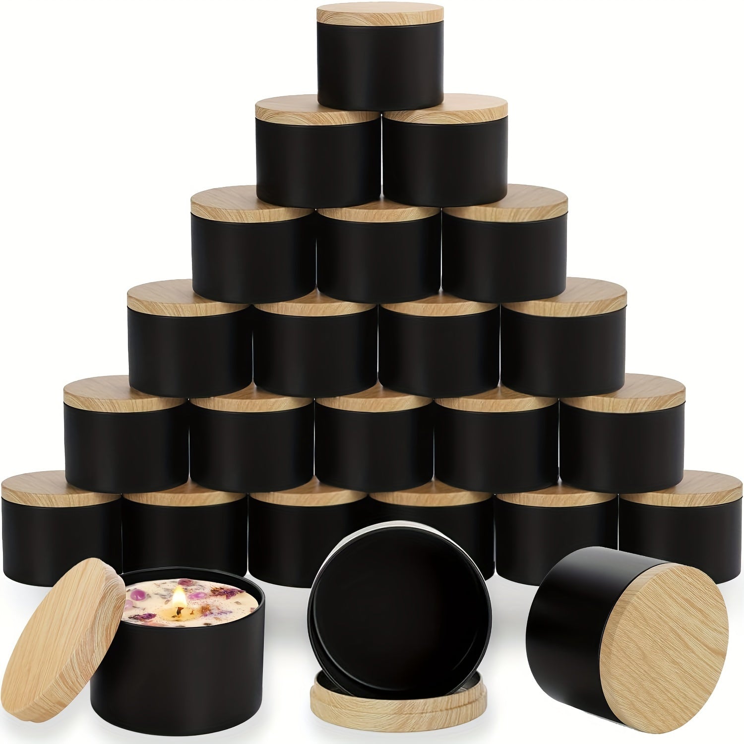 42pcs/6Set Black Candle Tins