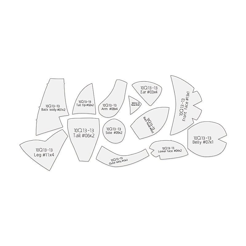 13pcs Fox Sewing Templates