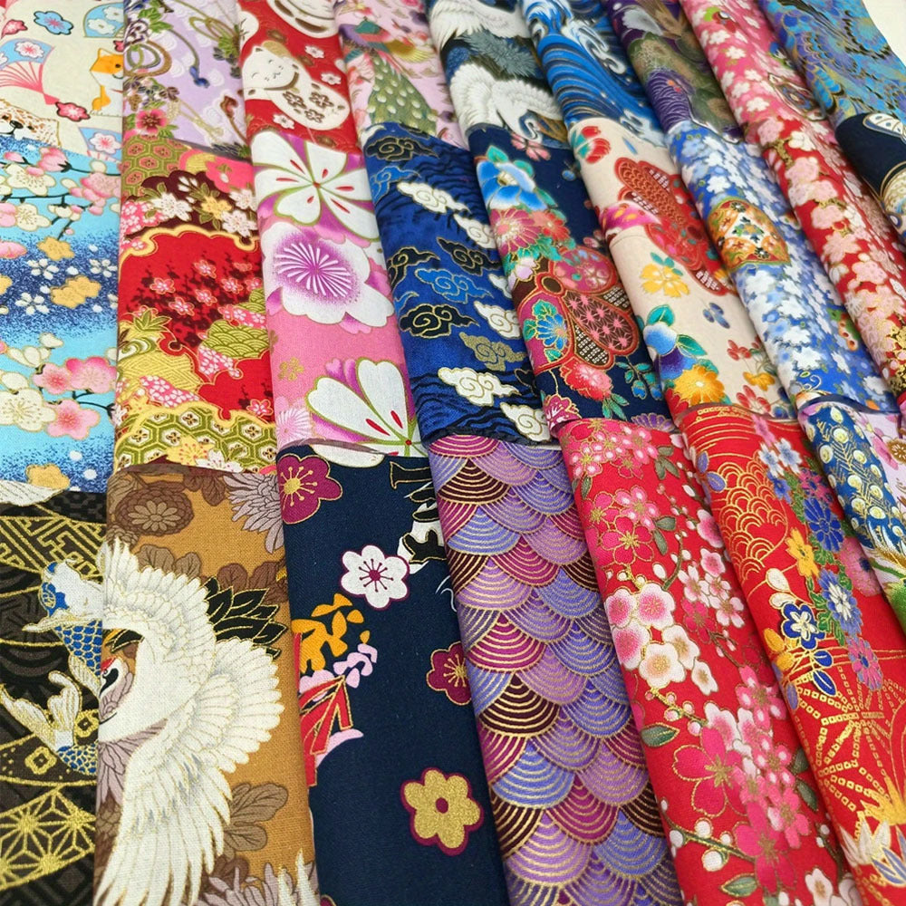 100 Pcs Japanese Gold-Stamped Quilting Fabric Strips