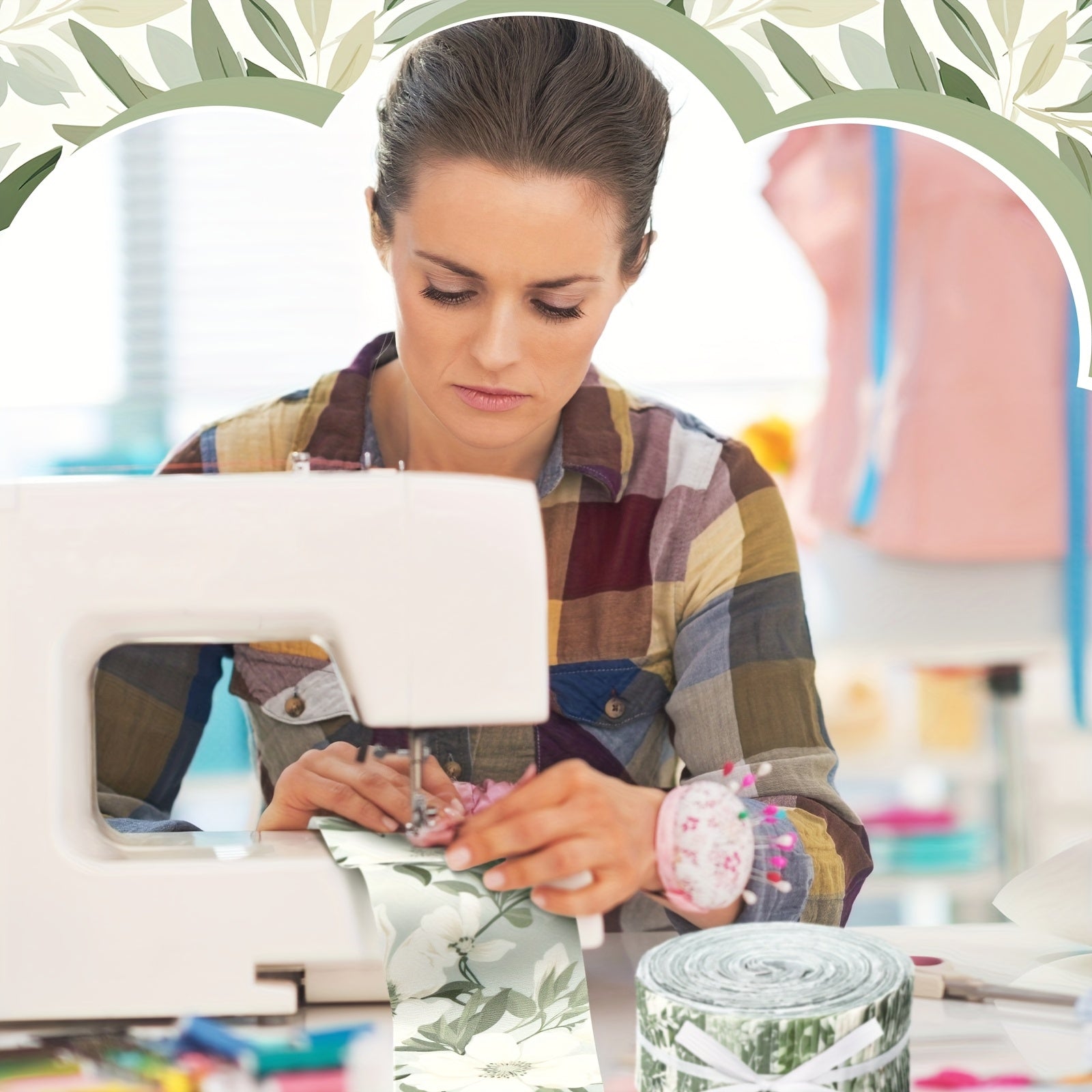 100pcs Sage Green Vintage Fabric Roll