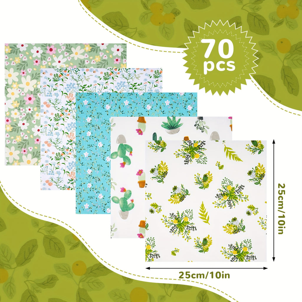 70pcs 10x10inch Cotton Fabric Square