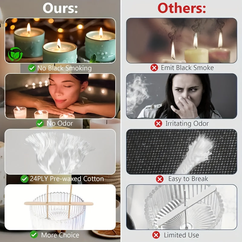 310pcs Wick Set, 1/3/6/8 Inch With 10 Holders And 100 Labels