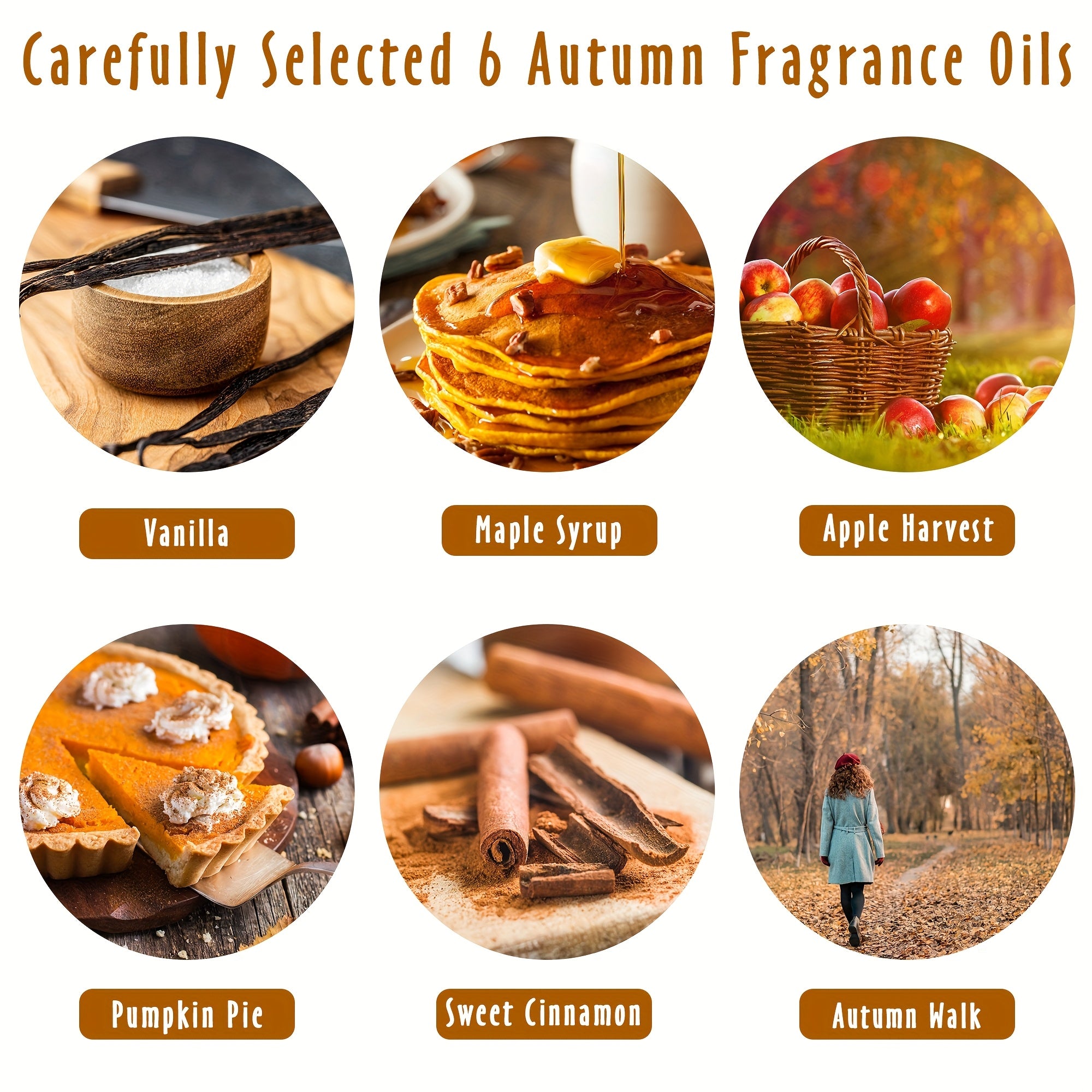 6x0.34oz Autumn Essential Oils for Diffusers for Home
