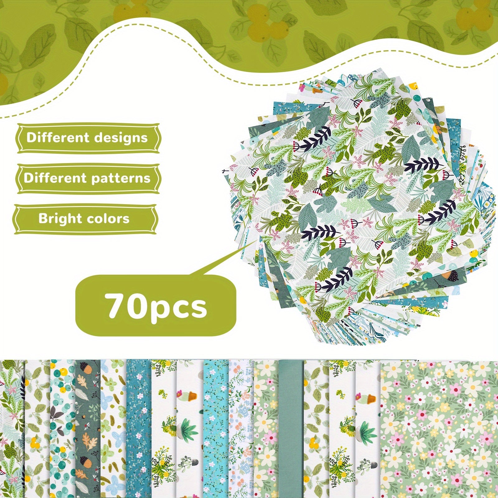 70pcs 10x10inch Cotton Fabric Square