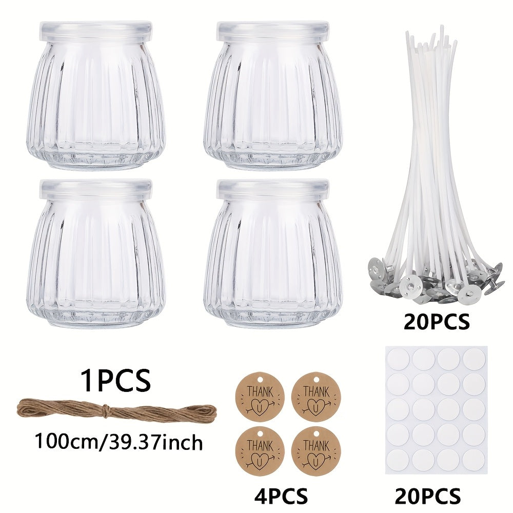 BlingFun 4pcs Mason Jar Candle Making Kit with Lids