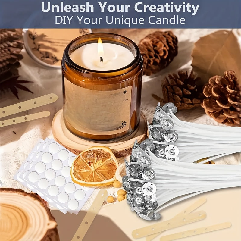 310pcs Wick Set, 1/3/6/8 Inch With 10 Holders And 100 Labels