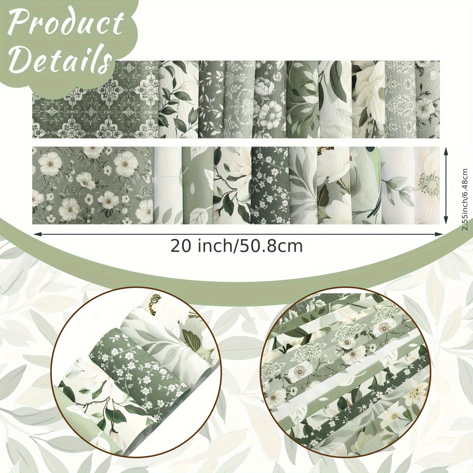 100pcs Sage Green Vintage Fabric Roll