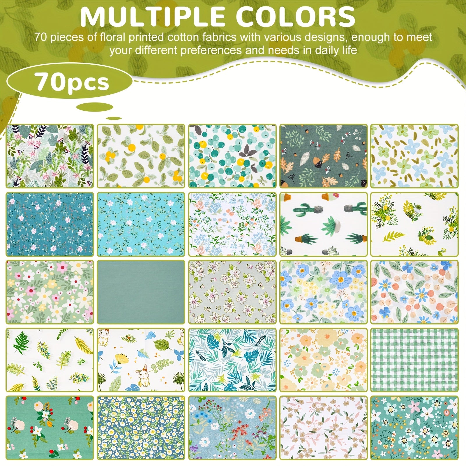 70pcs 10x10inch Cotton Fabric Square