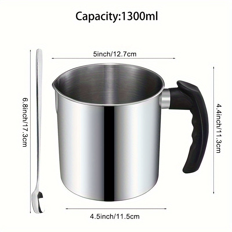 2pcs/set Large Capacity 44oz/1300ml Stainless Steel Candle Making Pouring Pot