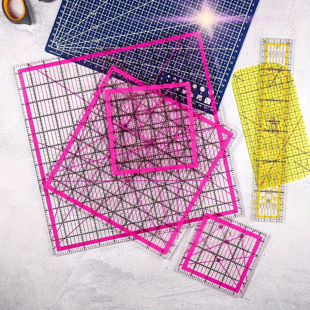 12, 5/9, 5/6/4, 5 Inch Acrylic Square Quilting Ruler