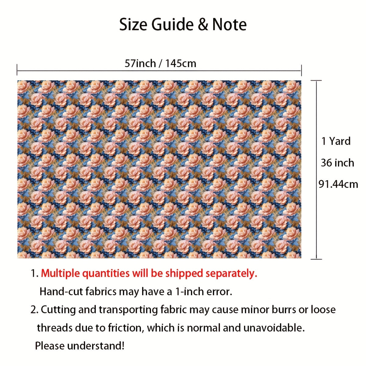 1 Yard Elegant Peony Floral Fabric