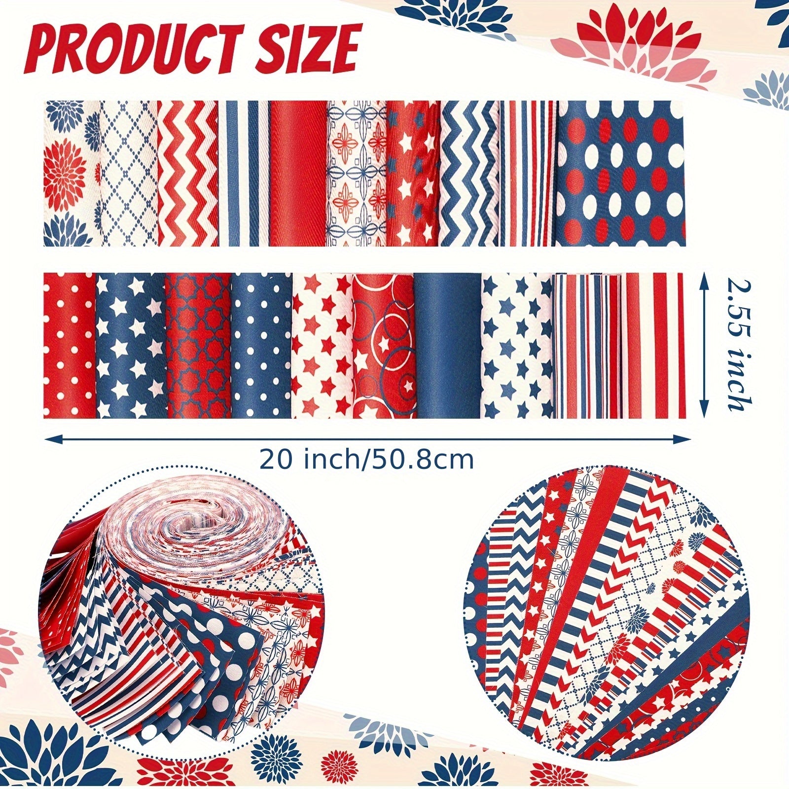 100pcs Patriotic Quilting Fabric Roll