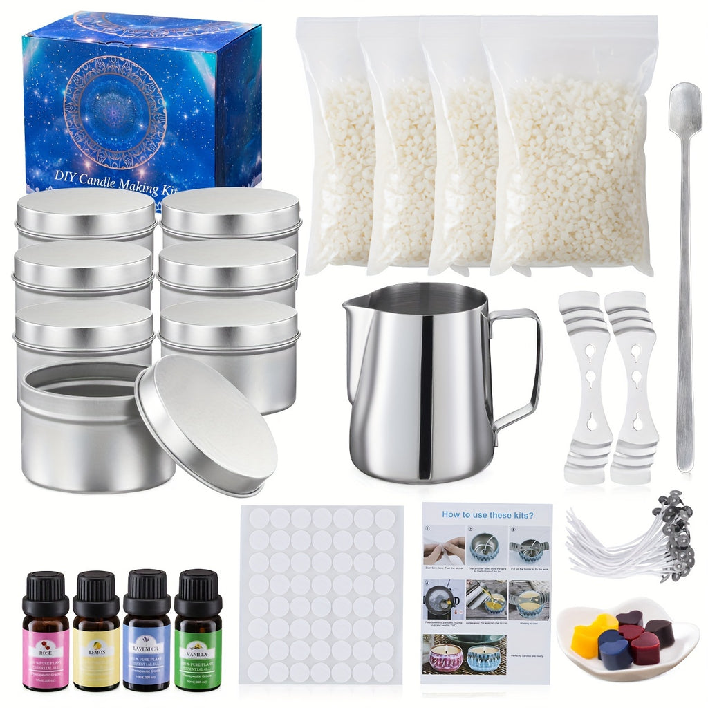 1 Set Soy Wax Candle Making Kit with Glitter Embellishment