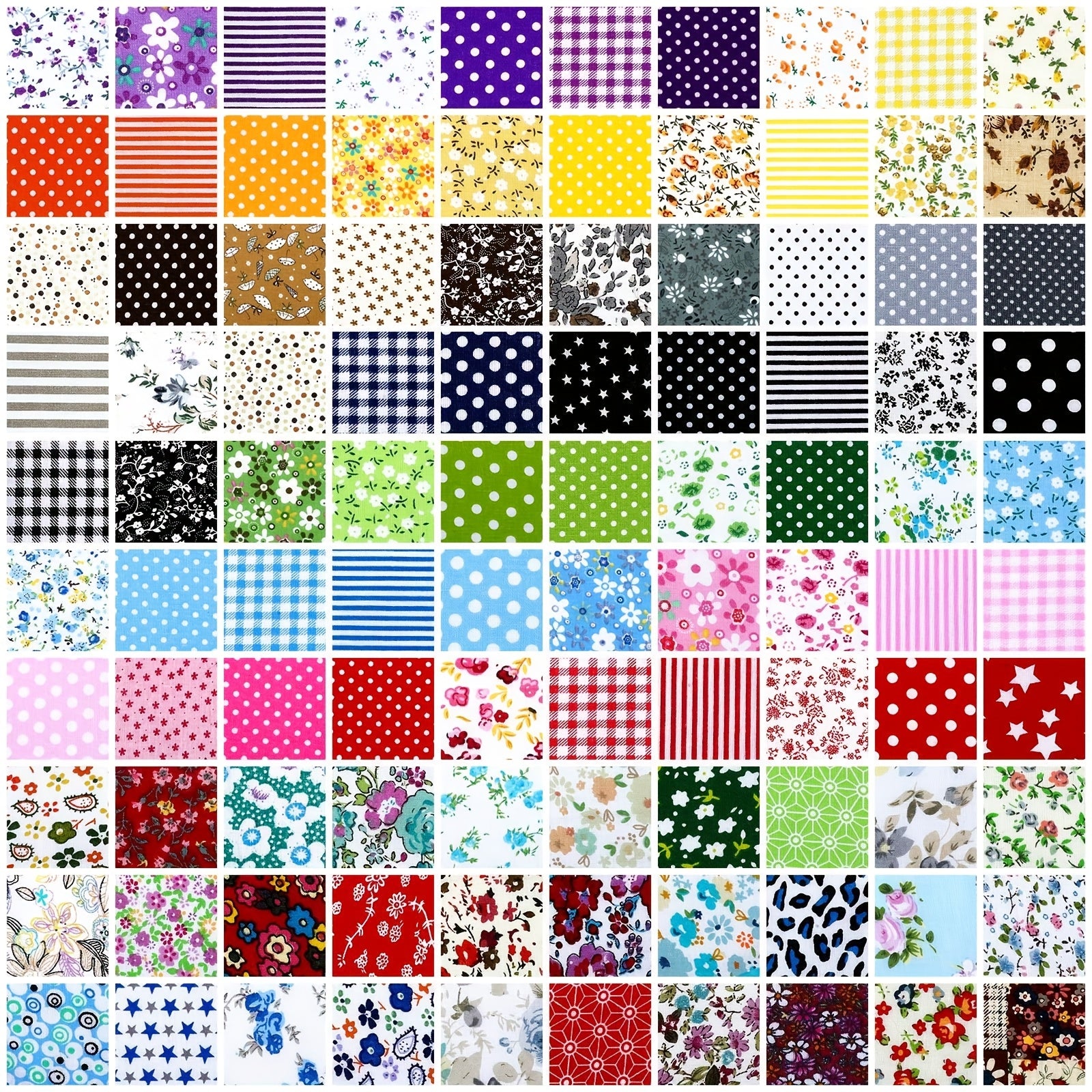 100pcs Fabric Squares, 10x10 Inches