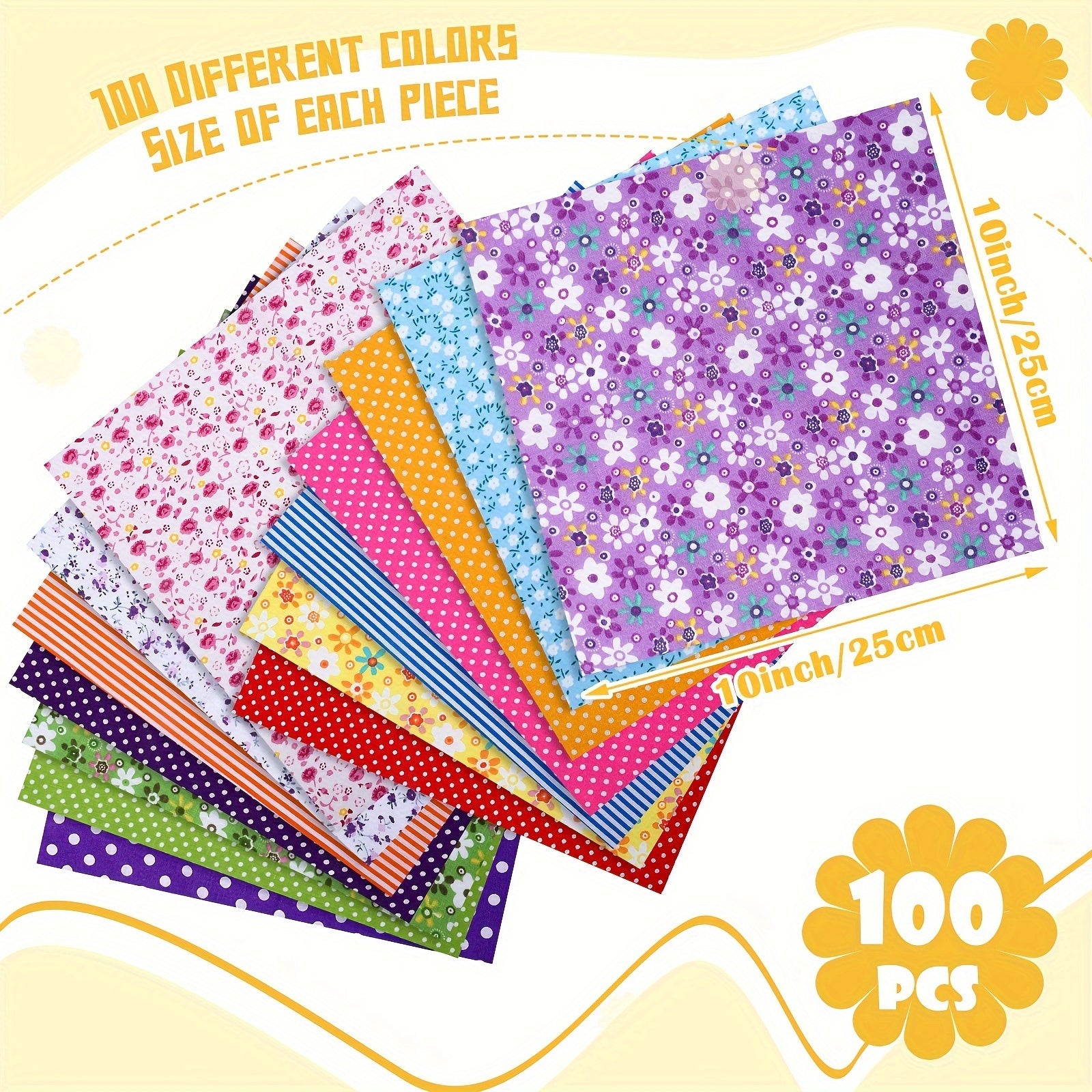 100 Pcs Cotton Fabric Bundle
