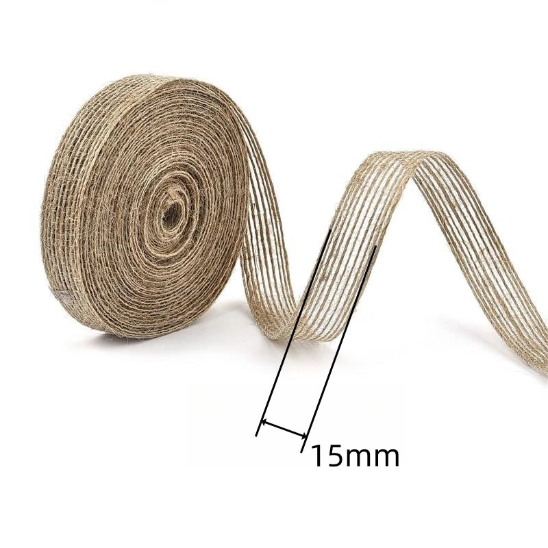 10M/Roll 6mm-50mm Natural Jute Burlap Ribbon