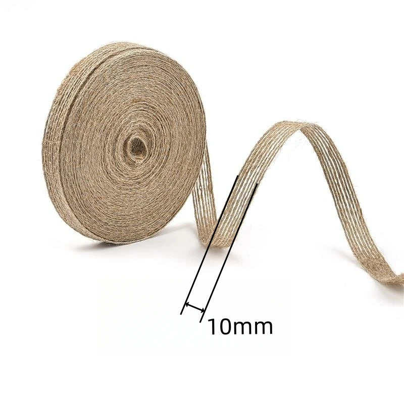 10M/Roll 6mm-50mm Natural Jute Burlap Ribbon