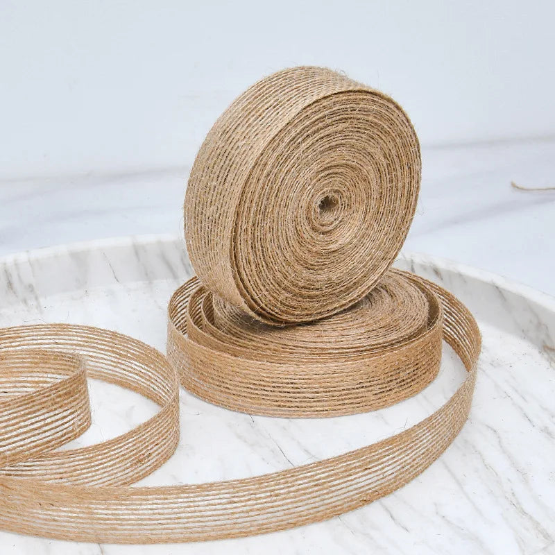 10M/Roll 6mm-50mm Natural Jute Burlap Ribbon