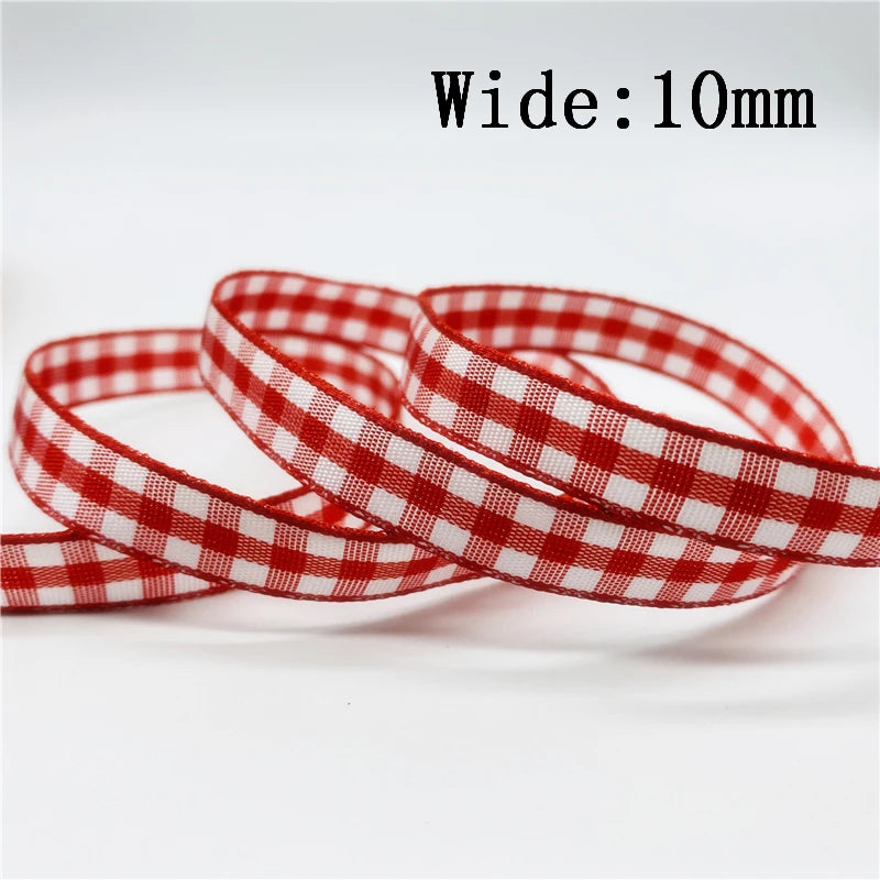 5yards/Lot 10mm Plaid Ribbon Christmas