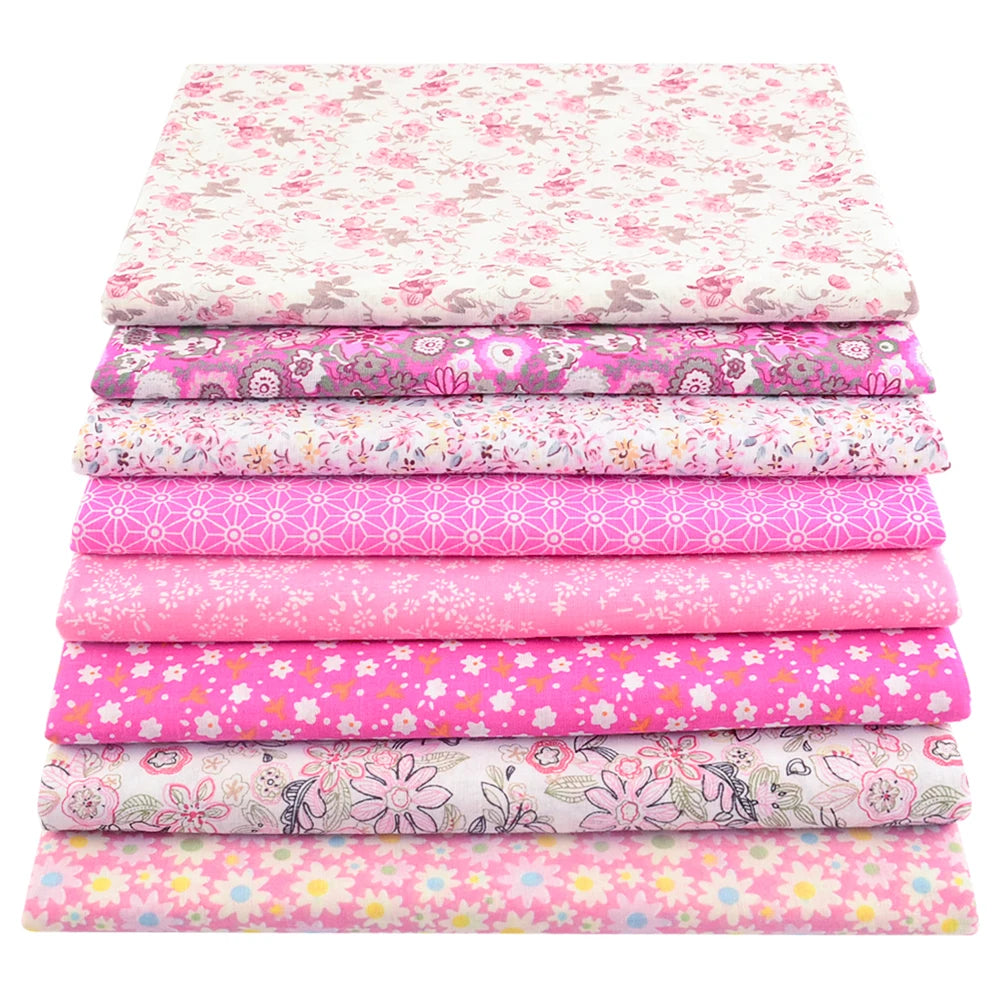 8 PCS Pack Square Multicolor Printed Cotton Fabric