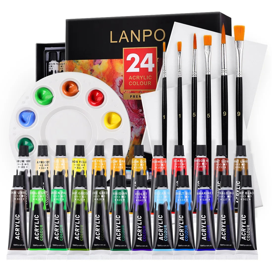 Acrylic Paints Set 12/24 Colors Professional Brush Set 12ml