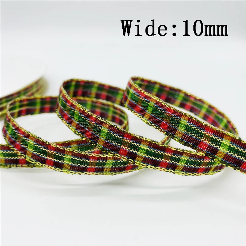5yards/Lot 10mm Plaid Ribbon Christmas