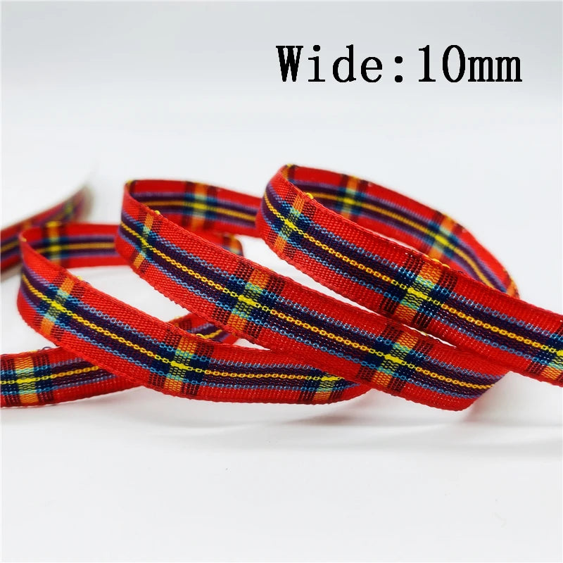 5yards/Lot 10mm Plaid Ribbon Christmas