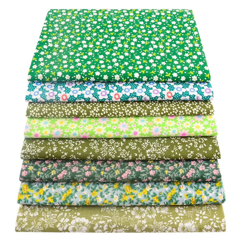 8 PCS Pack Square Multicolor Printed Cotton Fabric
