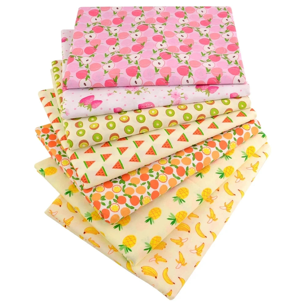7 Pieces 9.8"X 9.8" (25cm X 25cm) Floral Printed Cotton Fabric Bundle