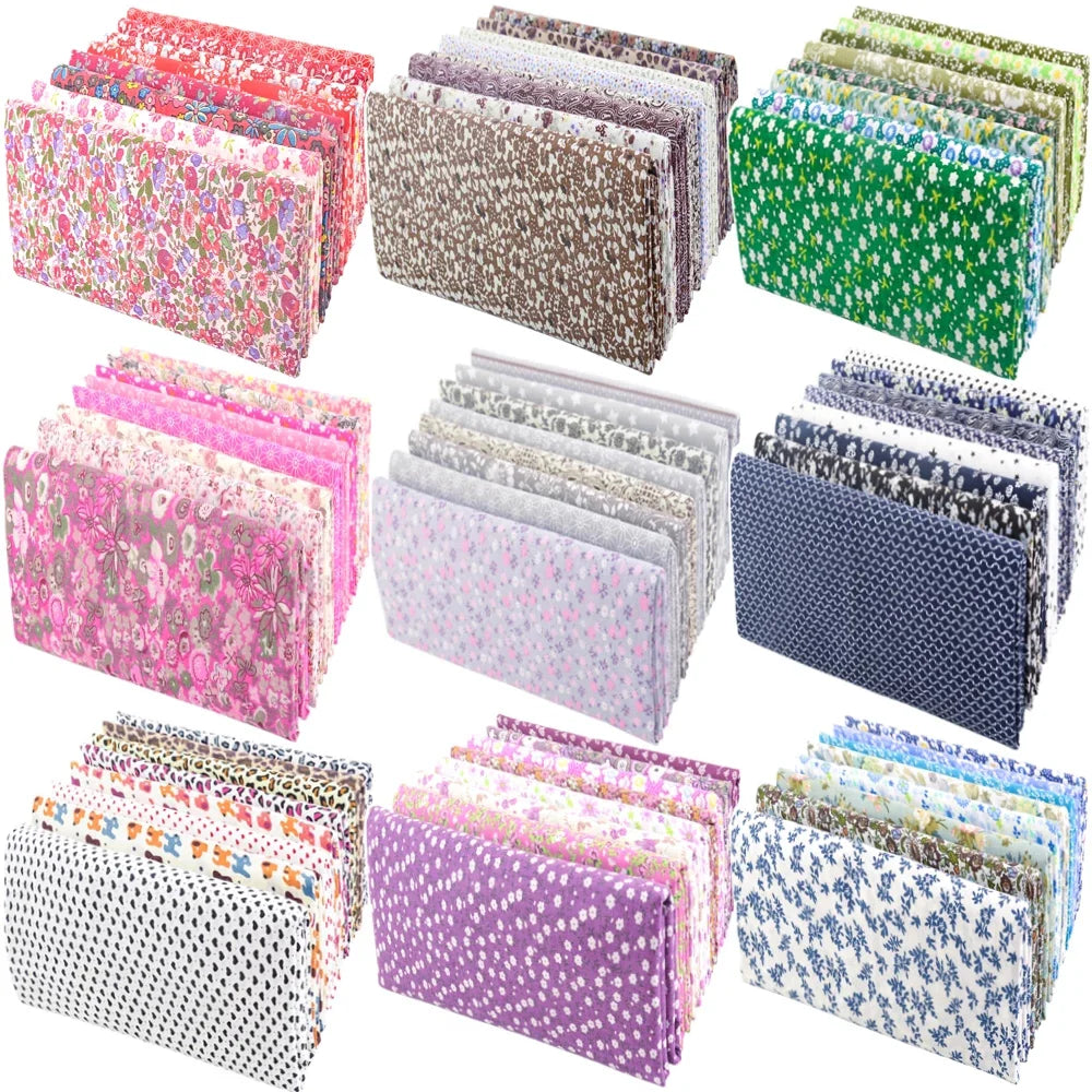 8 PCS Pack Square Multicolor Printed Cotton Fabric