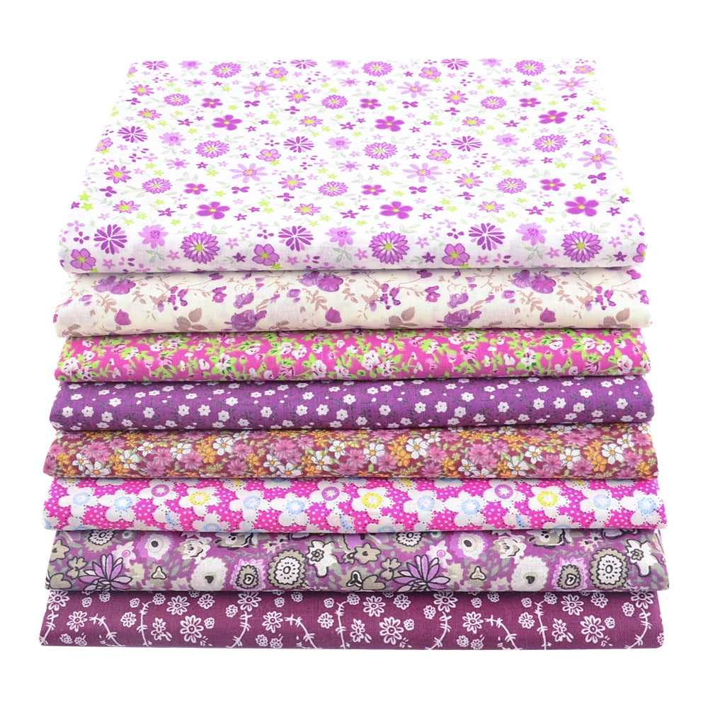 8 PCS Pack Square Multicolor Printed Cotton Fabric