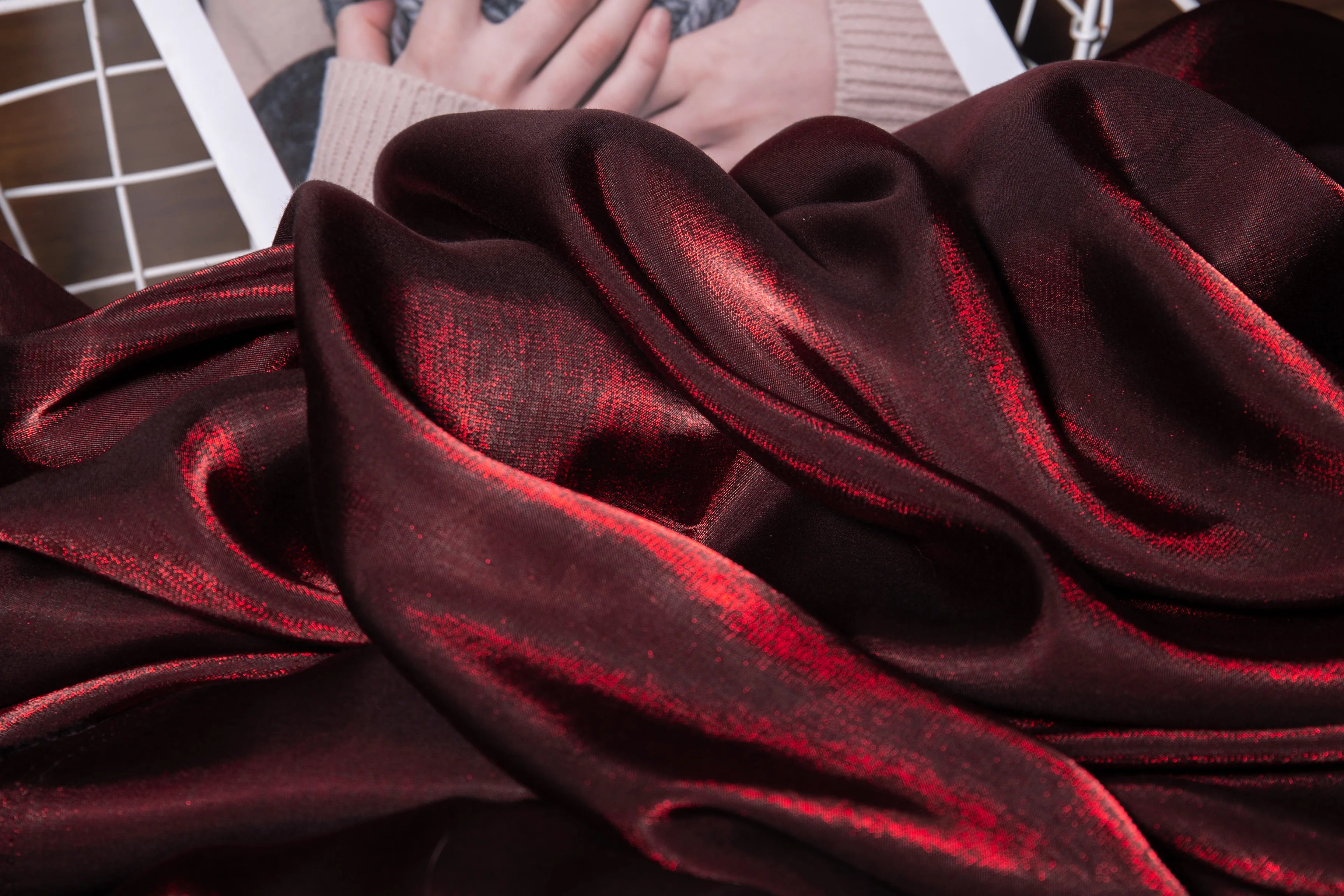 Burgundy Colored Glass Silk Satin