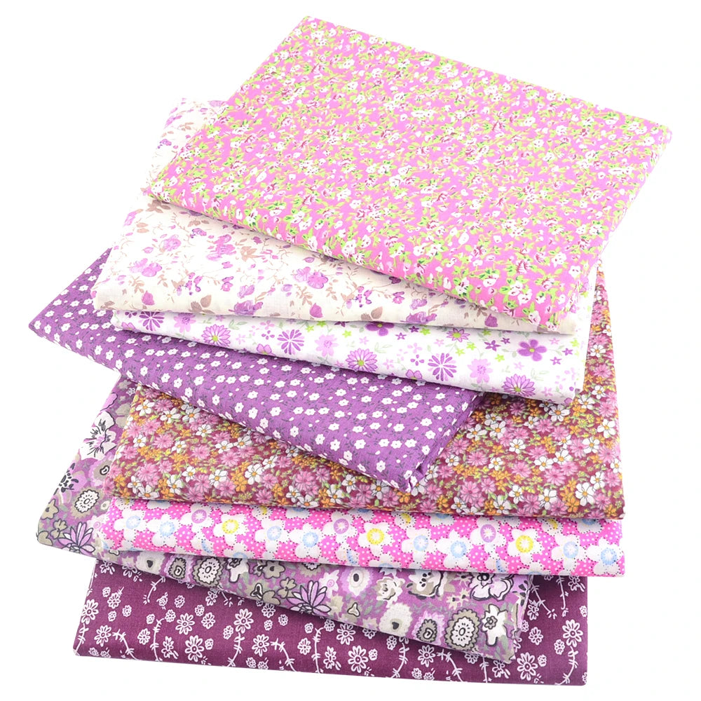 8 PCS Pack Square Multicolor Printed Cotton Fabric
