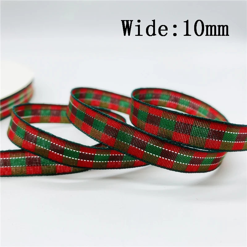 5yards/Lot 10mm Plaid Ribbon Christmas