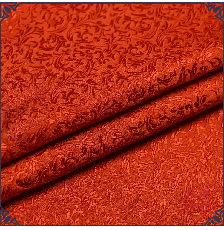 Red floral style damask silk